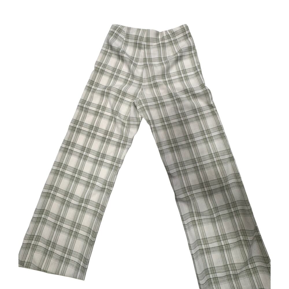 Green Plaid Straight Leg Pants Women's Small Minimalist Academia Coastal Cottage - Picture 3 of 13
